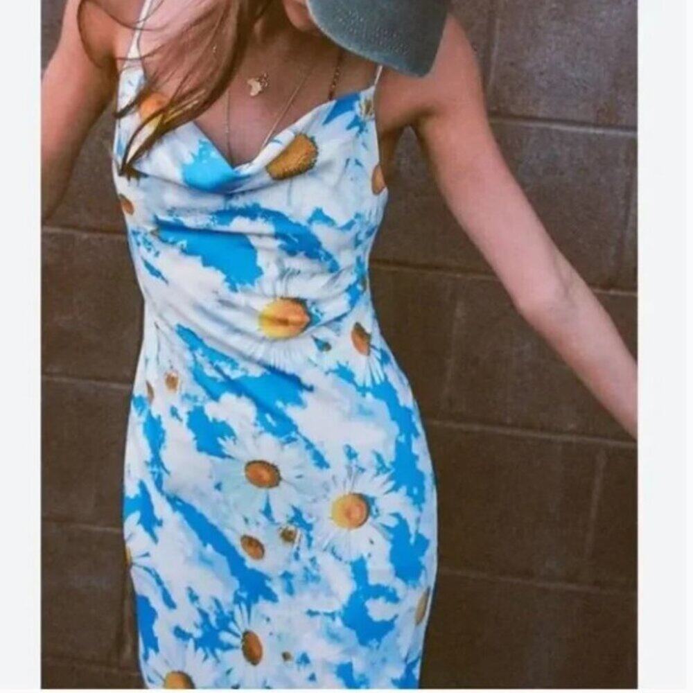 NEW Urban Outfitters Daisy Slip Dress Satin Girly Grunge Indie Festival Boho